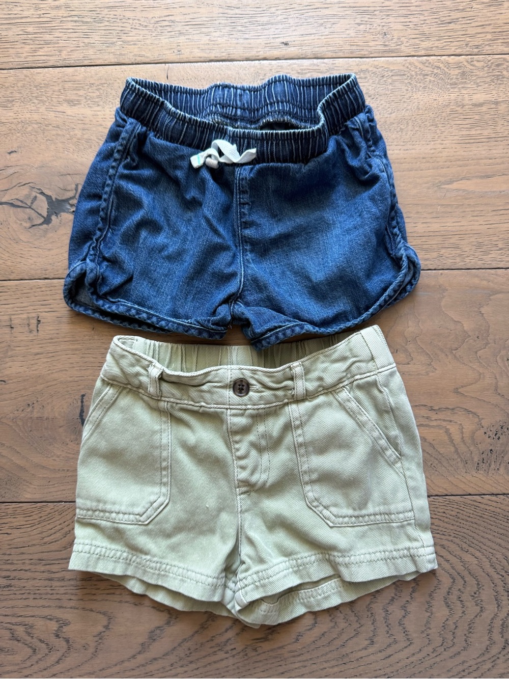 Cat & Jack Girls Shorts 3T Bundle Denim Pull-On + Light Green Utility